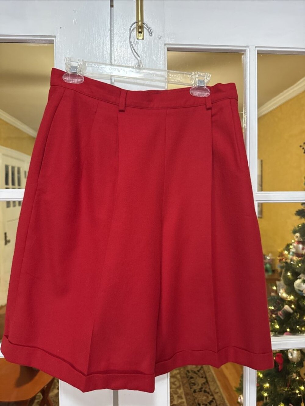 Vintage Giorgio Sant Angelo Shorts 100 % Wool 14 Red Academia Preppy Fall Retro